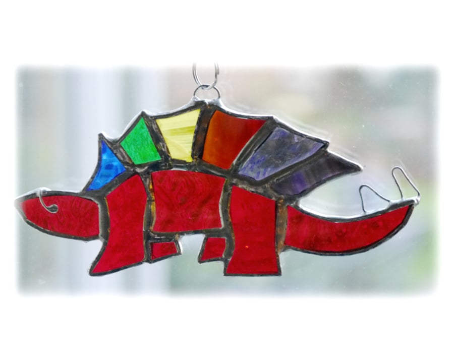 Dinosaur Suncatcher Stained Glass Stegosaurus Rainbow Jurassic 018