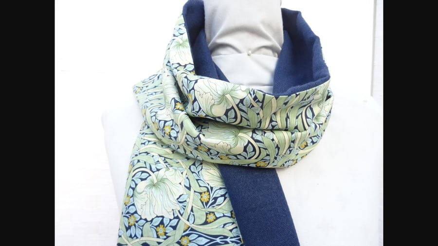 Liberty of London Print Long Scarf.Cotton Tana Lawn Cashmere.  