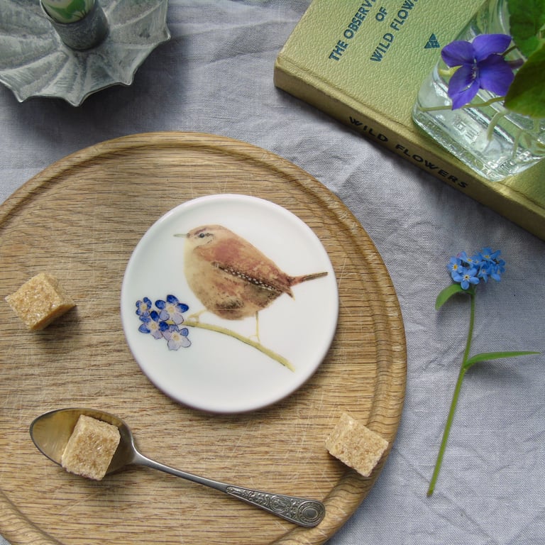 Wren and forget me not Coaster 