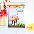 Decoupage Card With Flowers In Wellies For Summer & Spring Birthdays