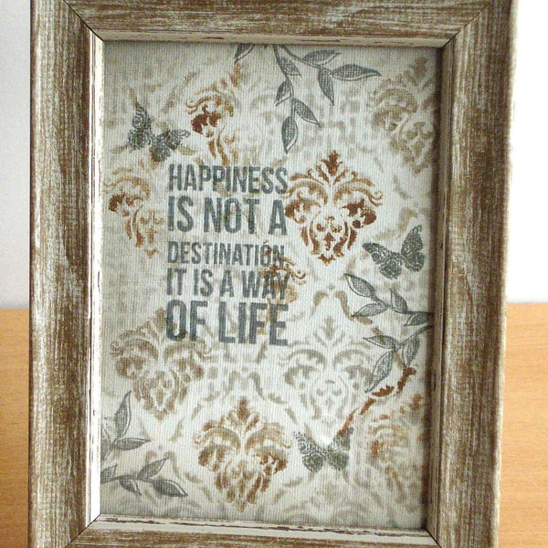 Happiness Wall Art, handmade framed ink art on canvas board