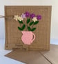 Handmade Mother’s Day Card. Purple and cream flowers from wool felt. Keepsake. - Image 3