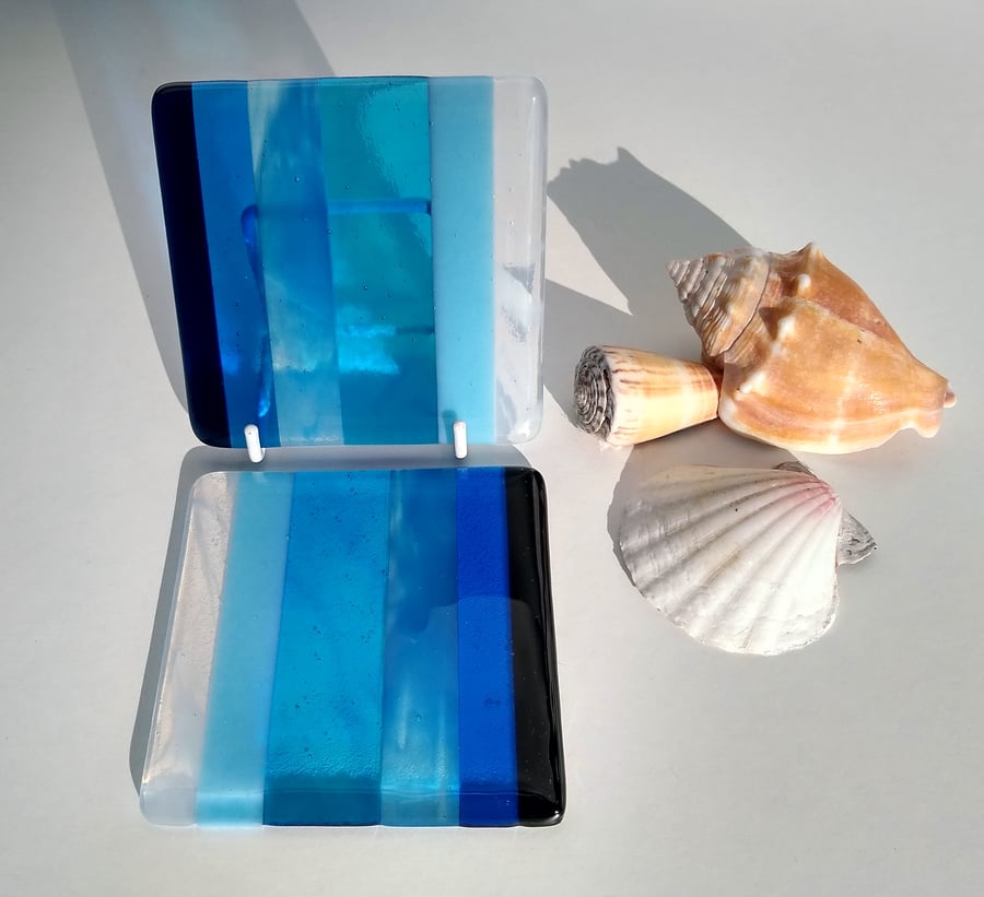 Tide fused glass coasters 