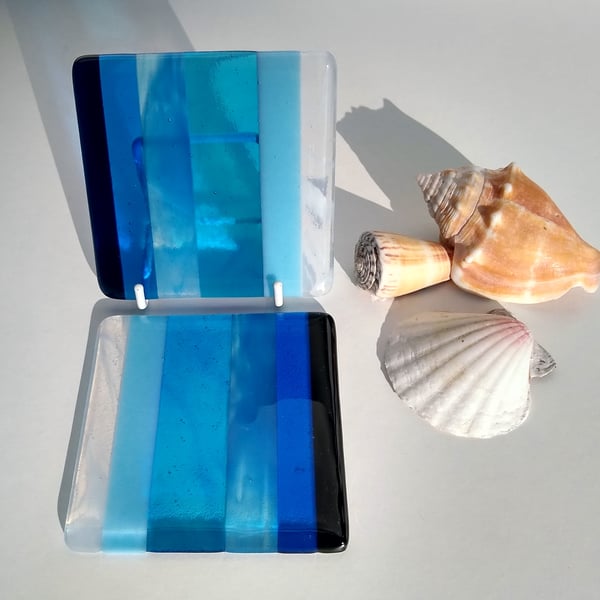 Tide fused glass coasters 