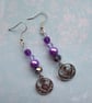 Lavender Purple & Silver Scottish Thistle Charm Dangle Earrings