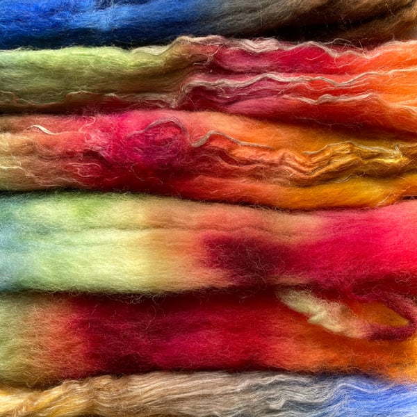 Faery fluff spinning felting fibre pack Campfire mixed fibres 75g