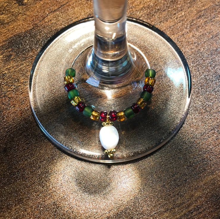 Pantone Colours Single Beaded Wine Glass Charm Folksy