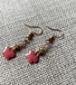 Flower earrings with gold star & pink crystal, SALE - Image 2