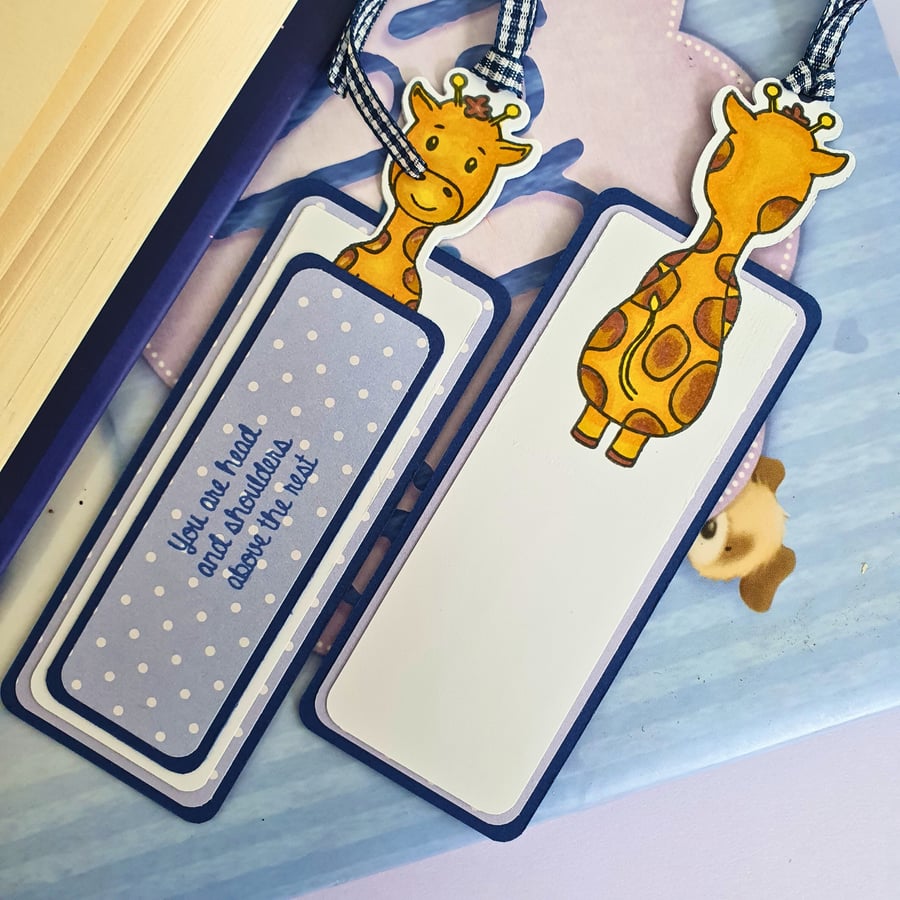 Giraffe Bookmark With Motivational Quote, Blue & Purple Kid's Bookmark
