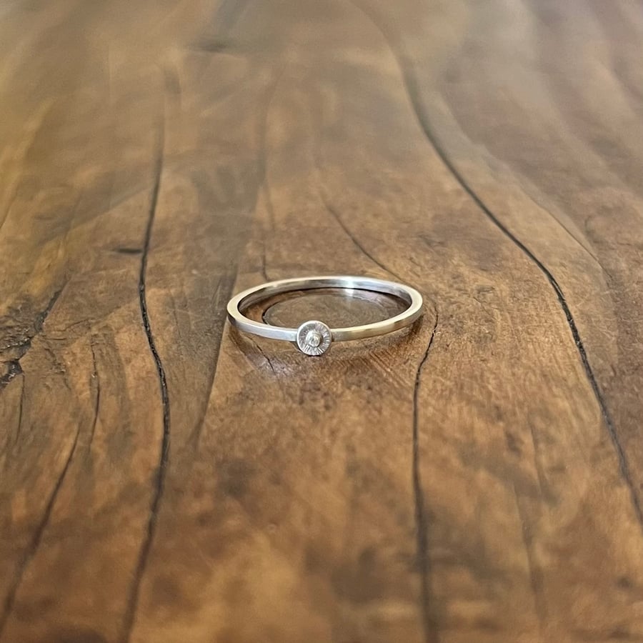 Twinkle Dainty Ring - Size J.5 (UK) - Handmade, Sterling Silver, CZ