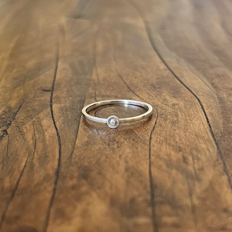 Twinkle Dainty Ring - Size J.5 (UK) - Handmade, Sterling Silver, CZ