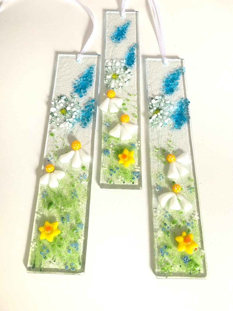 Wildflower fused glass hanging decoration 