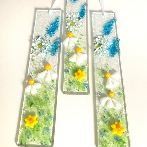 Wildflower fused glass hanging decoration 