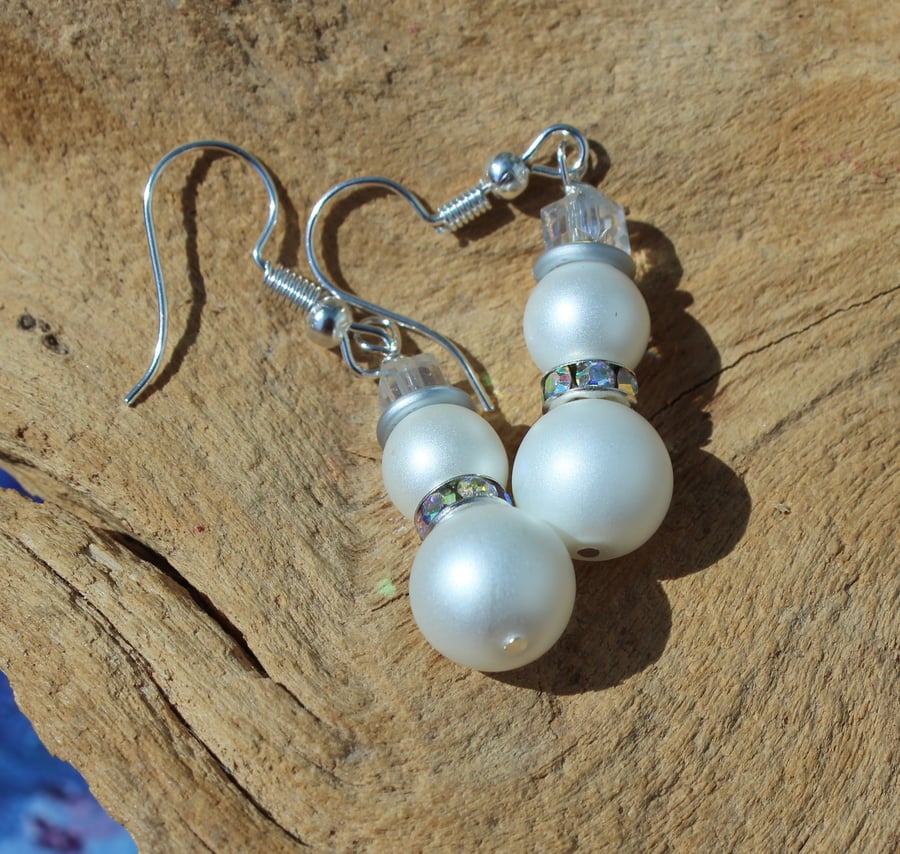 Snowman crystal earrings
