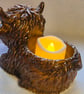 Baby highland cow candle holder . Gold glitter and dark brown  - Image 5