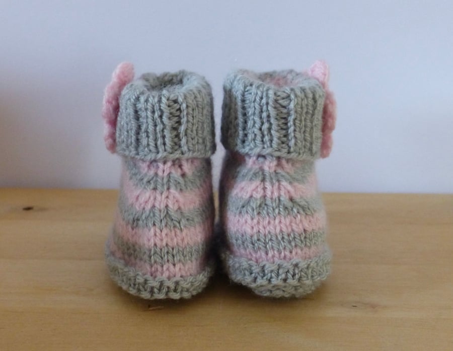 Striped Knitted Baby Booties