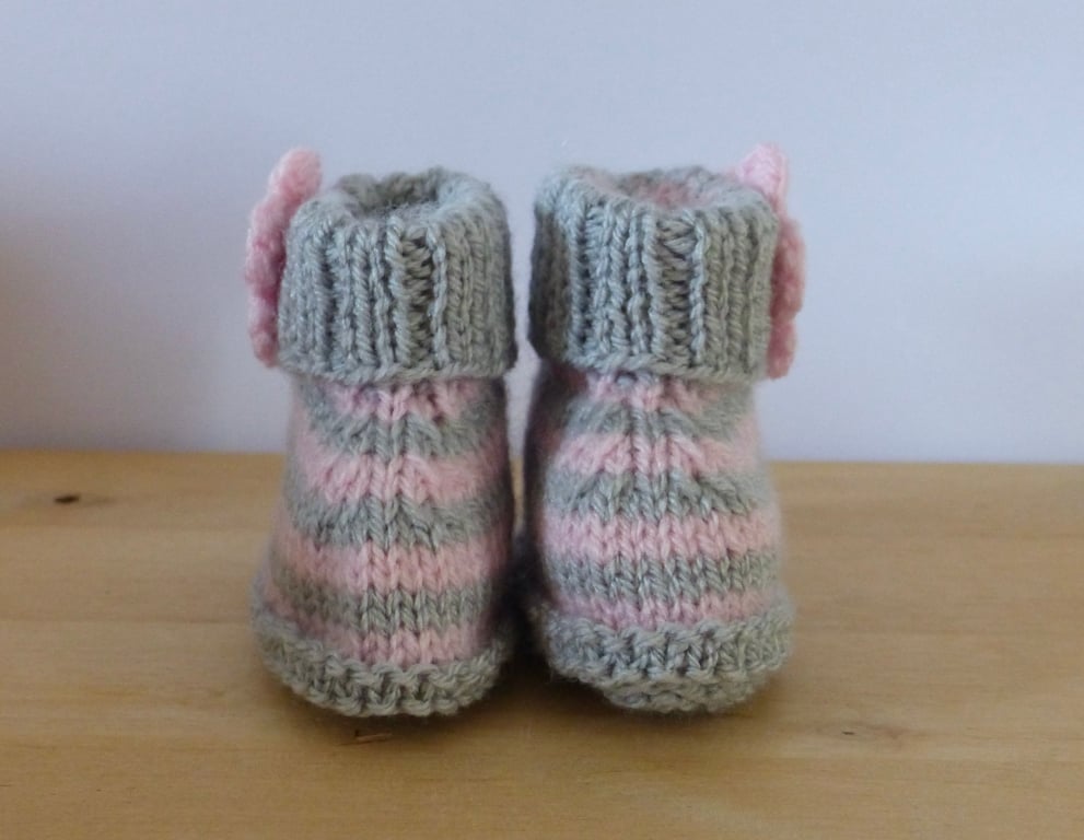 Striped Knitted Baby Booties