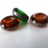 handmade lampwork glass beads, amber BHB