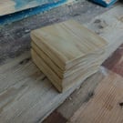 Set of Four Wood Coasters: Southern Yellow Pine, Pure Wood, Pure Beeswax