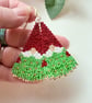 Handmade Christmas tree snow-gnome fringe earrings  - Image 6