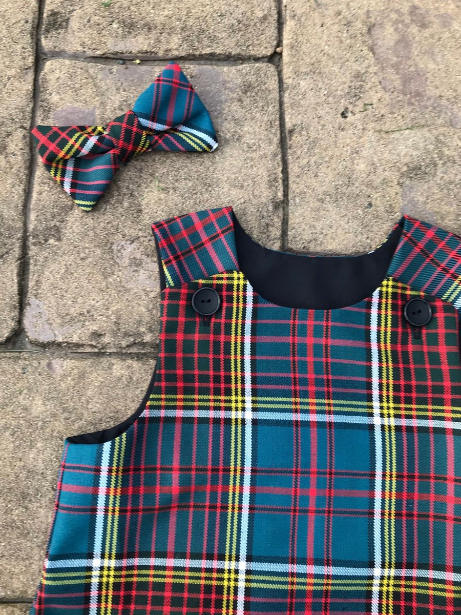 Anderson Tartan Pinafore Dress and Hair Bow