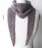 Grey Boomerang Scarf, Handspun Knitted, Merino Wool & Recycled Sari Silk - Image 3