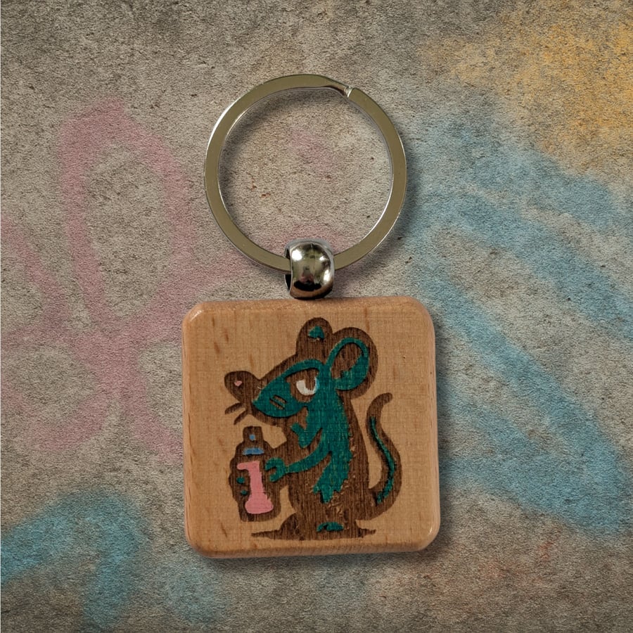 Mischievous Mouse Keyring: "The Spray Can Sneaker"
