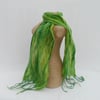 Scarf, cobweb nuno felted, spring green