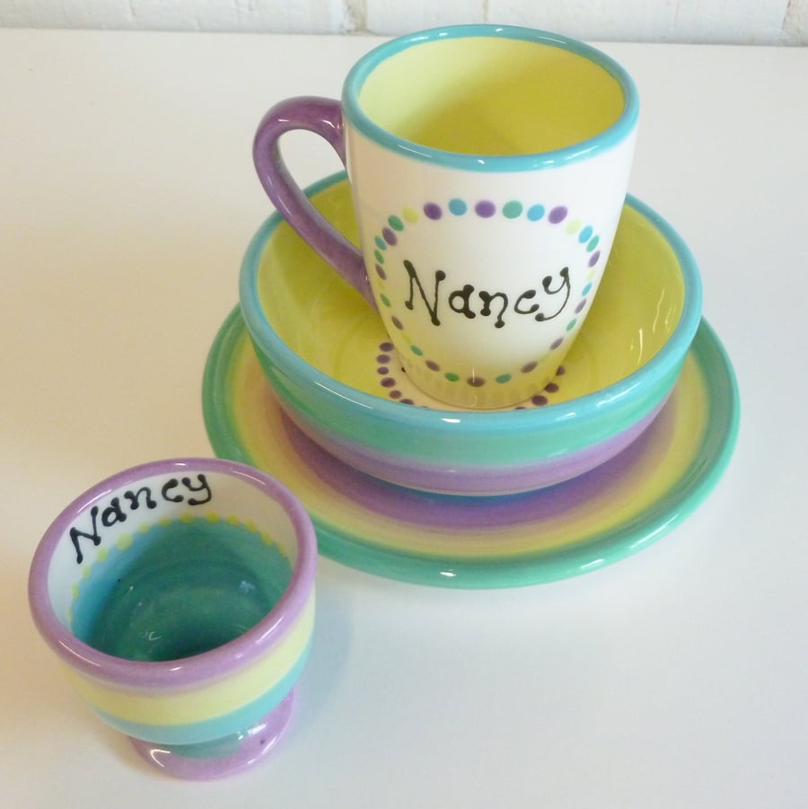 Personalised Ceramic Dining Set for Children.
