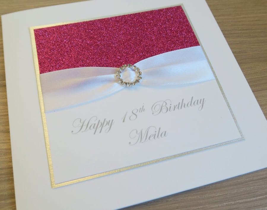Handmade 18th birthday card, personalised, any age or name