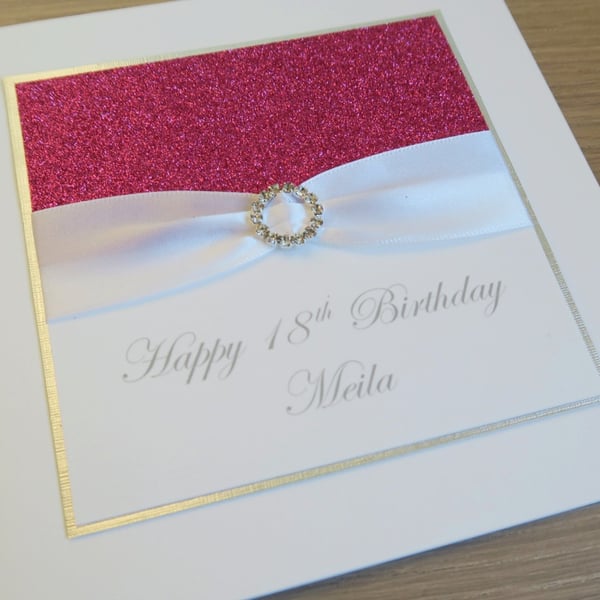 Handmade 18th birthday card, personalised, any age or name