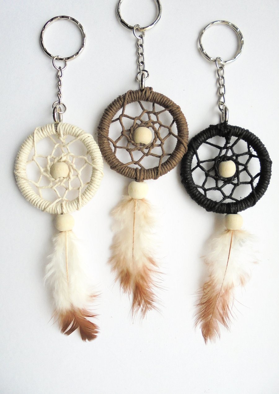 Mini Dreamcatcher keyring, boho school bag accessories 