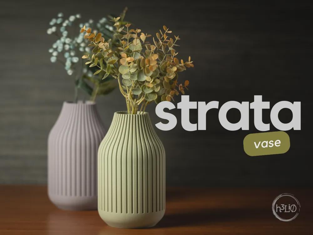Strata Ribbed Vase Matte Decorative Flower Decor