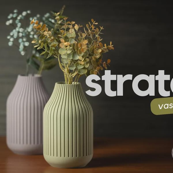 Strata Ribbed Vase Matte Decorative Flower Decor