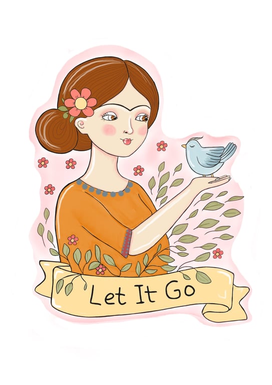 Let it go sticker- Healing Affirmation Illustration, Mindfulness gift,Positive