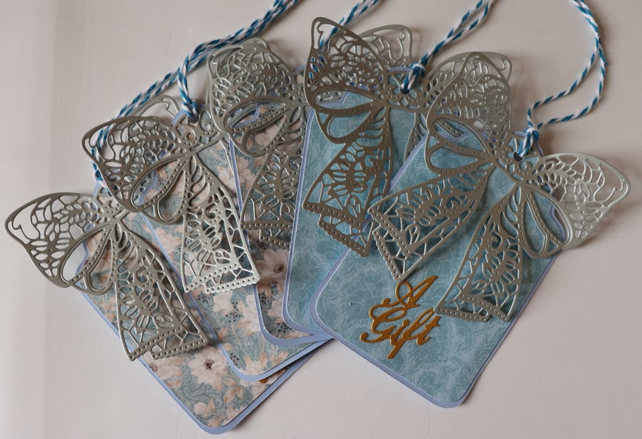 Silver Bow Gift Tags, Large