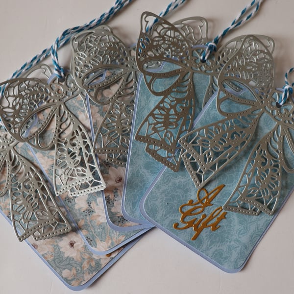 Silver Bow Gift Tags, Large