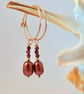 Pearl & Garnet Rose Vermeil Hoop Earrings, Birthday, Anniversary, Gifts For Her - Image 1