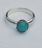 Peruvian Amazonite Ring with Sterling Silver, Hallmarked, size R - Image 1