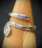 Unique Handmade Sterling Silver Single Spiral Ring with Hammered surface  - Image 2