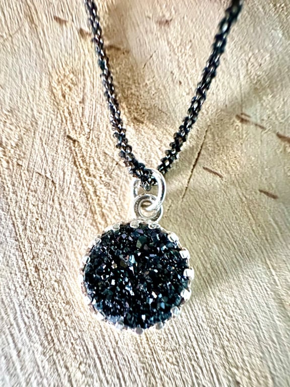 Black Druzy Necklace