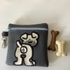 Embroidered faux leather dog poo bag ,dog walking,