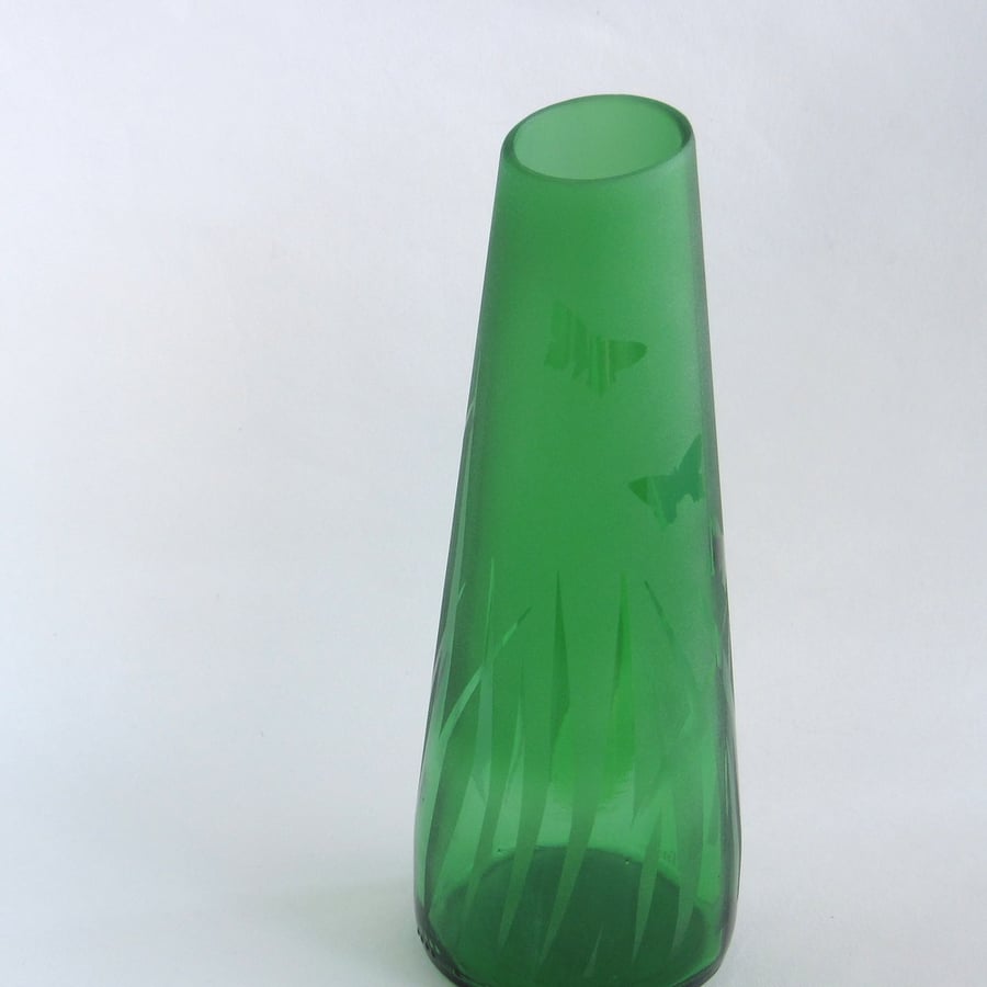 Recycled Glass Bottle Vase, green