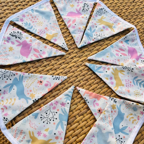 Easter Bunting in Pastel Shades with Bunny Motifs 