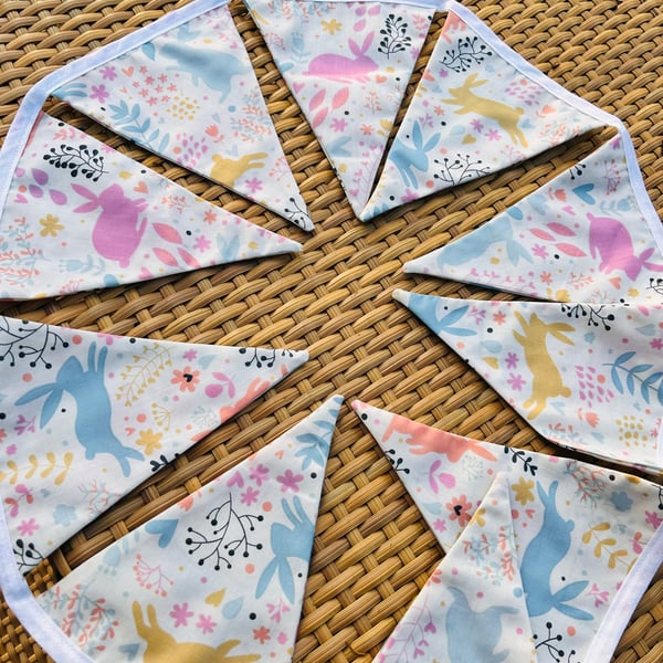 Easter Bunting in Pastel Shades with Bunny Motifs 