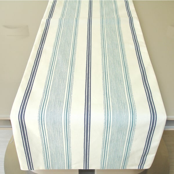 Table Runner Blue Stripes 48" Laura Ashley Striped Stripe Nautical 4ft