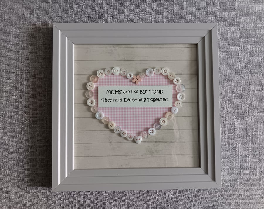 Mums are like Buttons Framed Buttons Picture Size 25cm x 25cm 