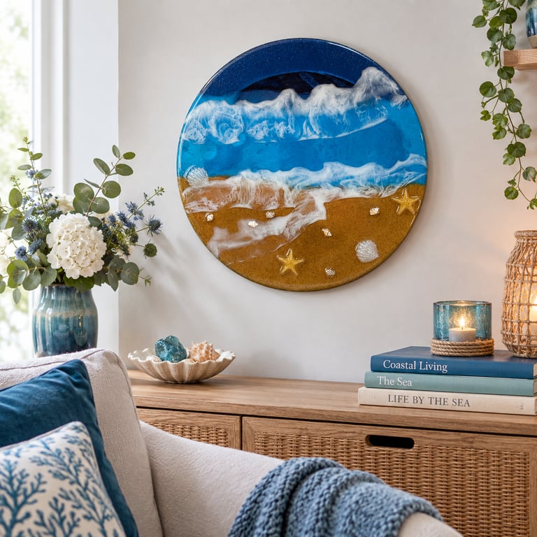 Handmade Resin Beach Wall Plaque