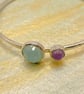Amethyst and Chalcedony Silver Hammered Bangle  - Image 1