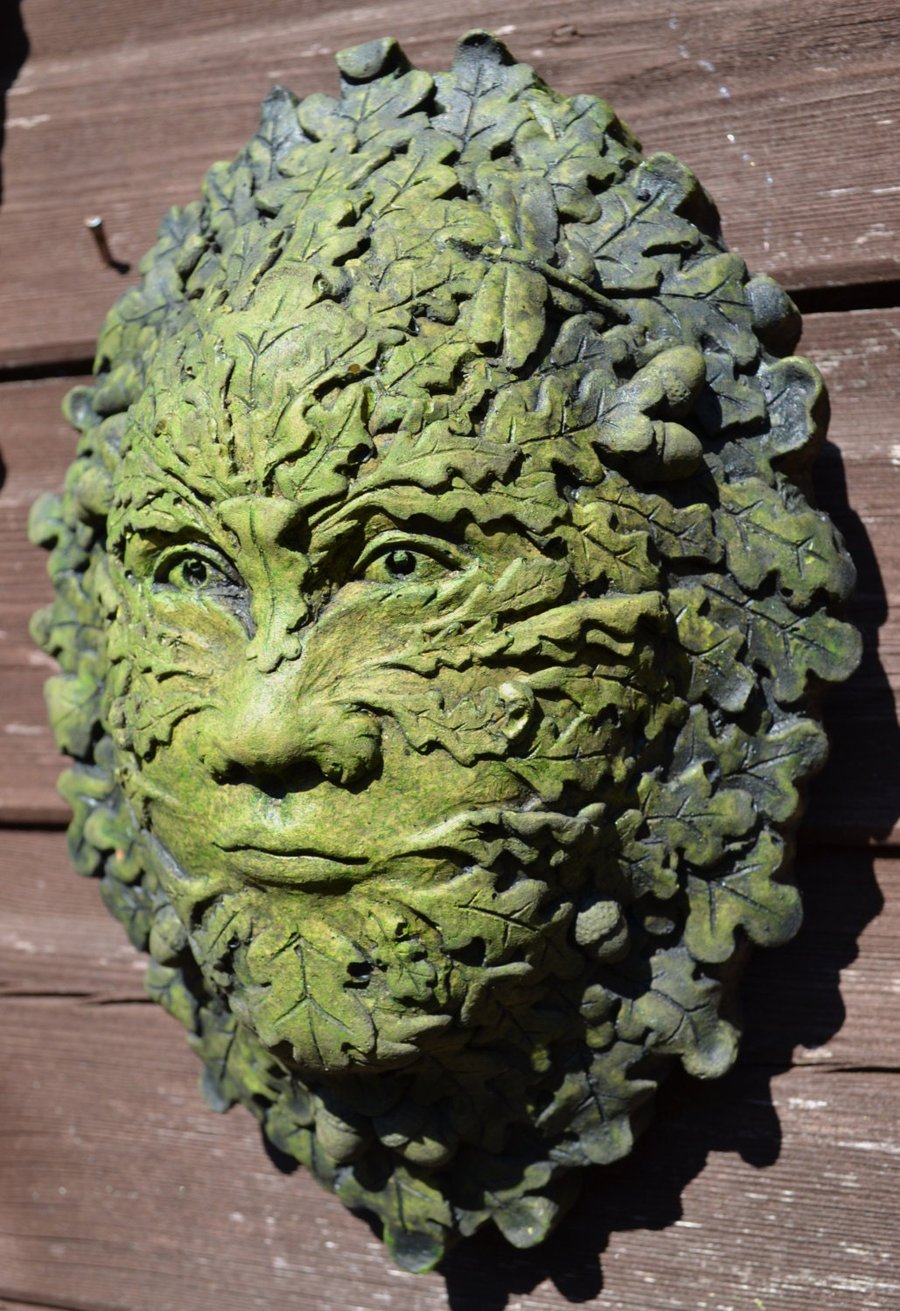 Oak Acorn Green Man Plaque plus Free Pocket Green Man